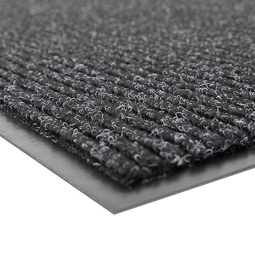 Notrax 109 Brush Step Carpeted Indoor/Outdoor Entrance Mat for Home or Office, 3' X 6', Absorbent Slip Resistant Heavy Duty Entry Mat, Charcoal, 109S0036CH