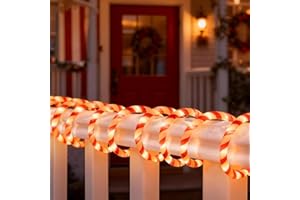 Vigdur Christmas Candy Cane Rope Lights - 18FT LED Rope Lights Outdoor Waterproof Decorative Christmas Lights for Holiday Party Home Patio Indoor Xmas Decorations(216 LEDs)