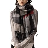 Scarf for Women - Winter Tartan Scarf Long Scarves Plaid Warm Shawl Wraps Blanket Scarf for Ladies Tassel Shawl Long Stole