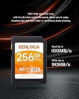 Ediloca 256GB SD Card UHS-I U3 V30 C10 95MB/s Read 90MB/s Write DSLR 4K view 2
