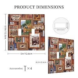 Rustic Lodge Bear Deer Double Toggle Light Switch