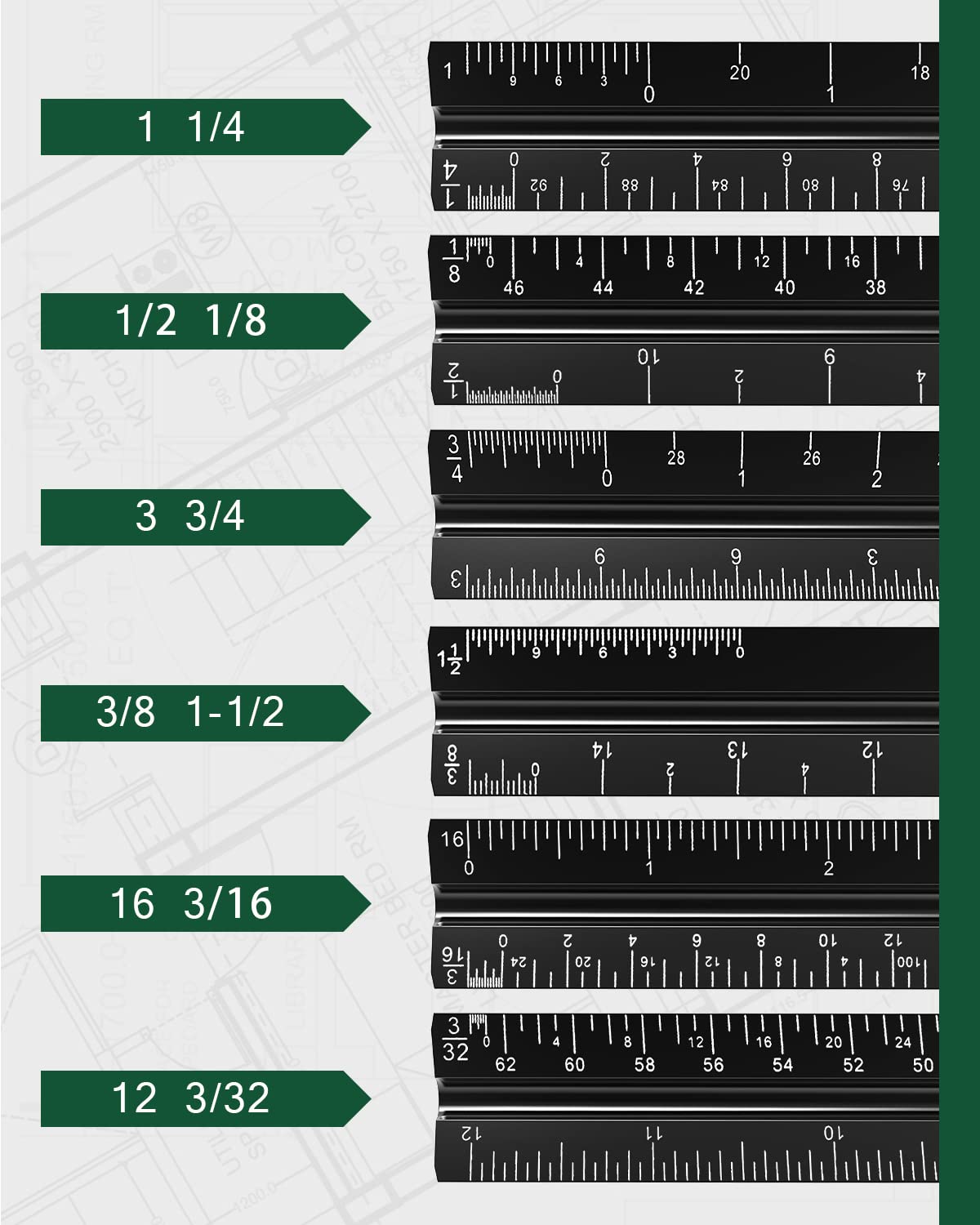 Mua Architect Scale Ruler and Engineering Scale Ruler Set with Standard ...