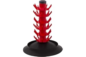 North Mountain Supply - BTS-50 Screw Type Bottle Drying Tree - 50 Bottles Black/Red