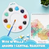 Halobios 12 Pcs Round Paint Palette 6.7" with 10 Wells & Mixing Area view 6