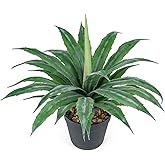 Velener Artificial Agave Plant in Black Pot with Real Stone Pebbles, Large Fake Agave Plants with Green Serrated Leaves, Faux Yucca for Indoor and Outdoor Decor-17 Inches Tall, 29 Leaves