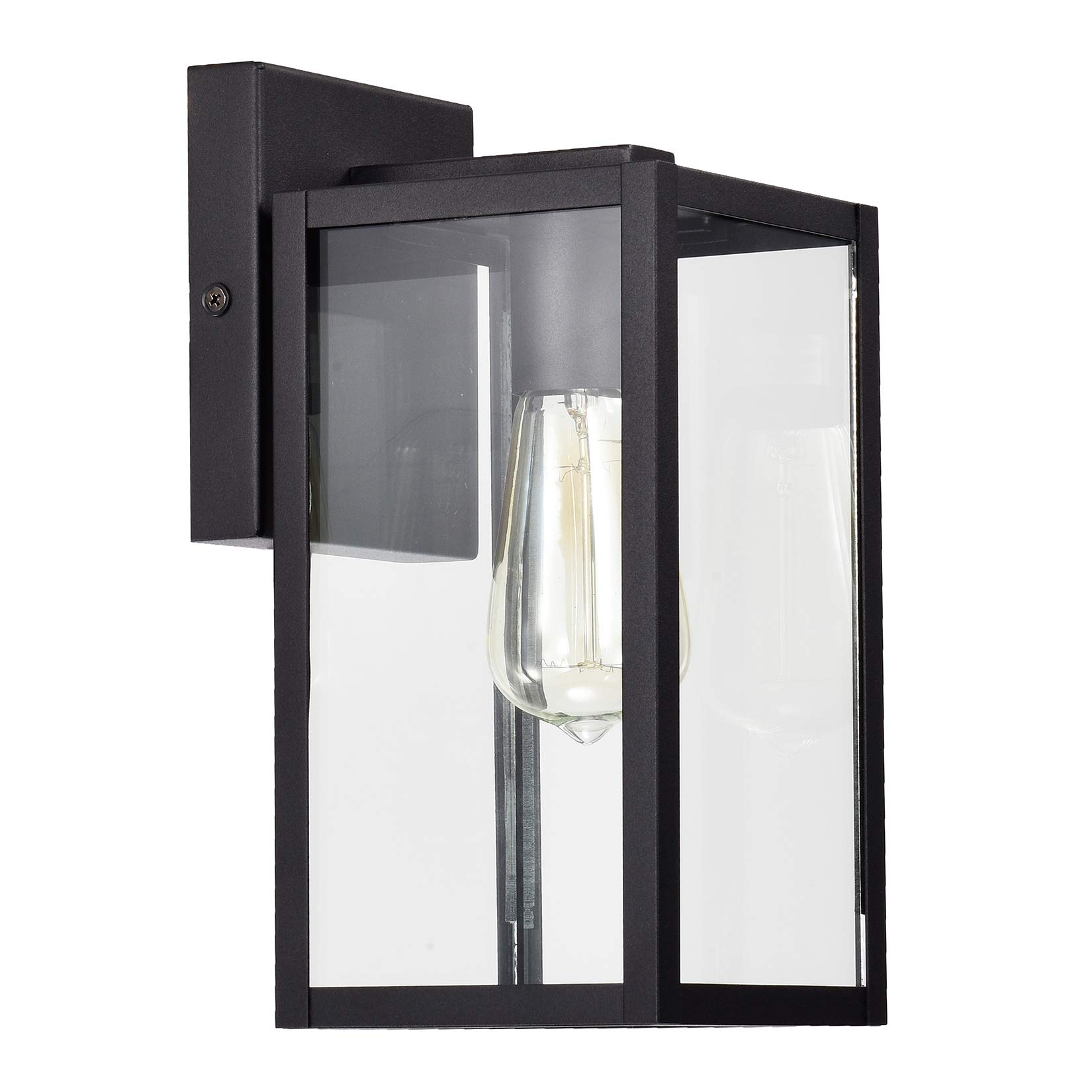 Photo 1 of MICSIU Clear Glass Outdoor Light Fixtures Wall Mount, Black Exterior Wall Lantern with E26 Base Socket, 11 Inch Outside Wall Mount Lights for House, Yard, Shop, Doorway, Pathway, Balcony