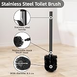 susswiff Toilet Roll Holder with Brush Stainless Steel Free Standing Black view 6