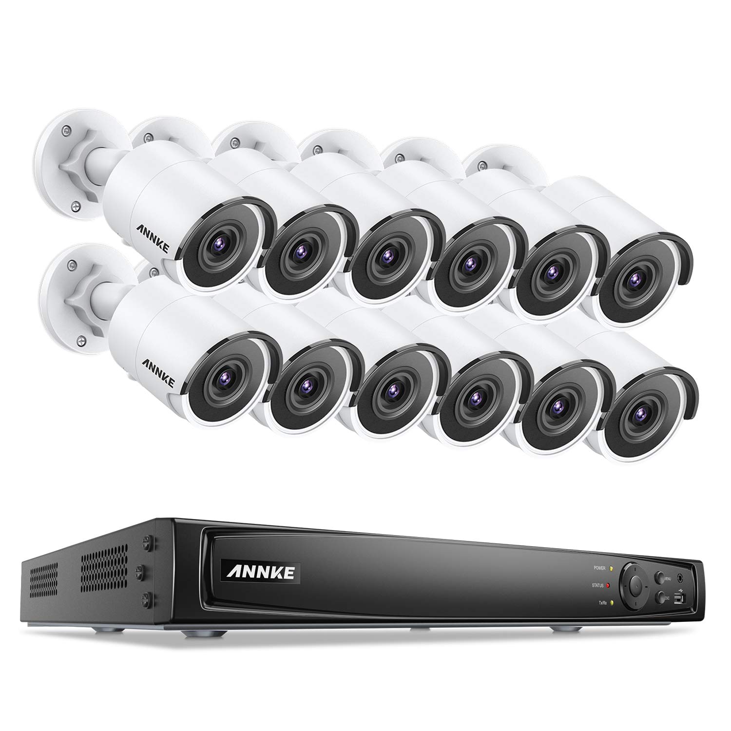 ANNKE 4K PoE Security Camera System 16CH PoE NVR and 12pcs ANNKE C800 Ultra HD 8MP Outdoor Wired Bul