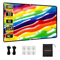 TOWOND Projector Screen 84 inch, Wrinkle-Free and
