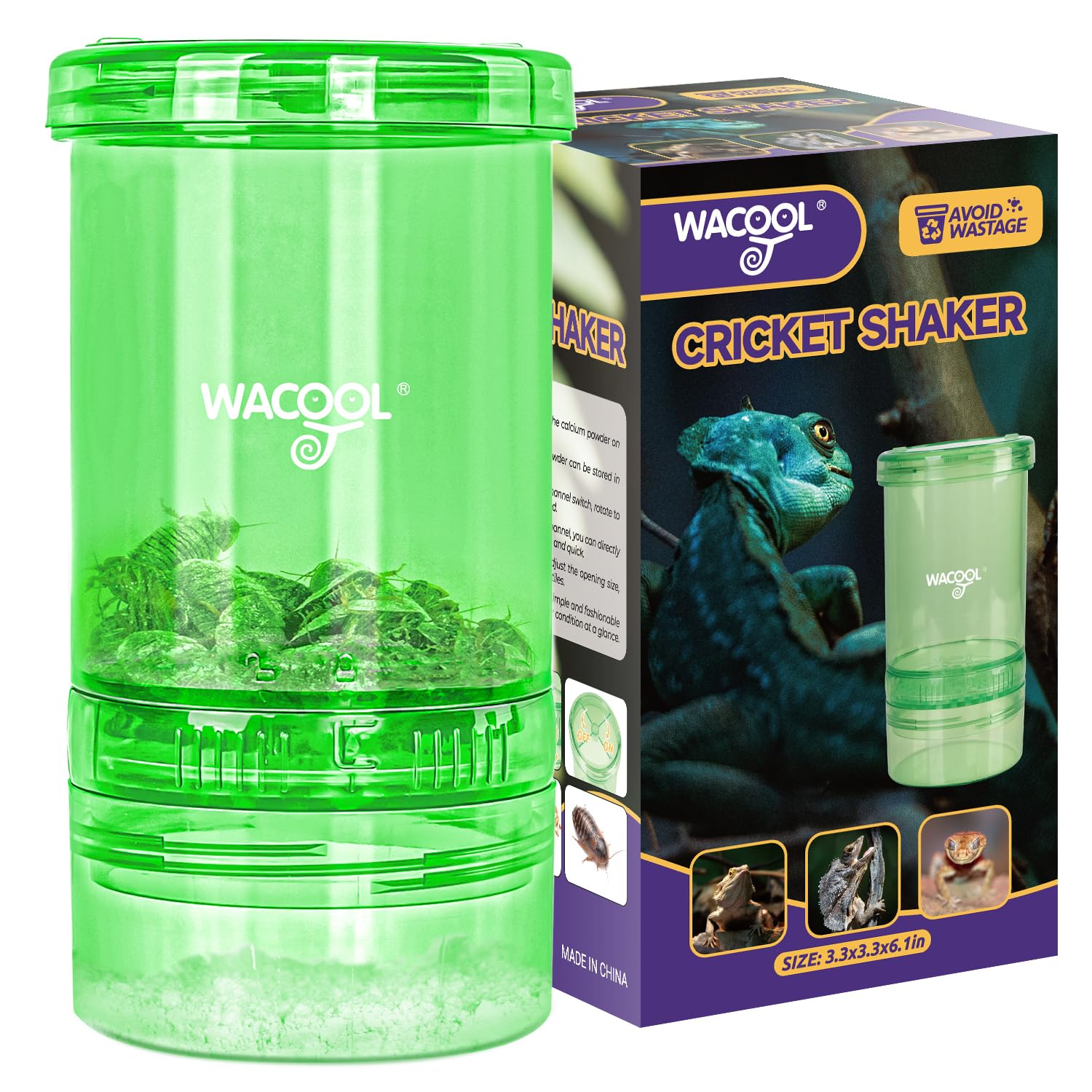 Photo 1 of Cricket Calcium Powder Mixer for Reptiles, Cricket Feeder with Calcium for Reptiles, Reptile Calcium Duster Cricket Food for Reptile Bearded Dragon Gecko Terrarium Tank Accessories