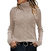QACOHU Sweaters for Women 2026 Casual Turtleneck Long Sleeve Loose Knit Pullover Sweater Winter Clothes Winter Trendy Outfits