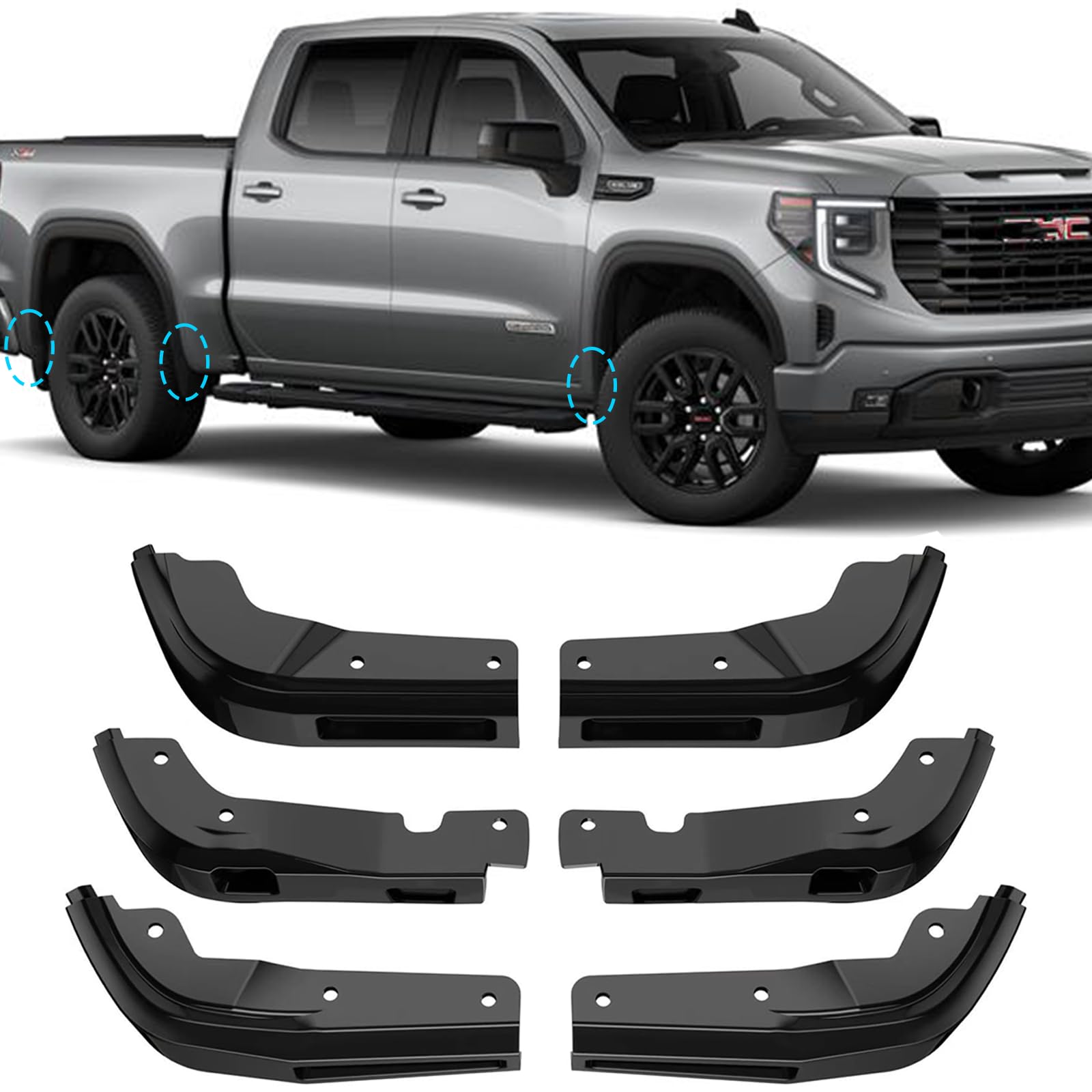 Photo 1 of Mud Flap Delete Compatible with GMC Sierra 1500 2019-2025, Front & Rear Mud Flap