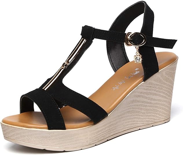 Amazon.com | Platform Sandals for Womens Summer Open Toe Ankle Buckle Strap Casual Wedges Heels 