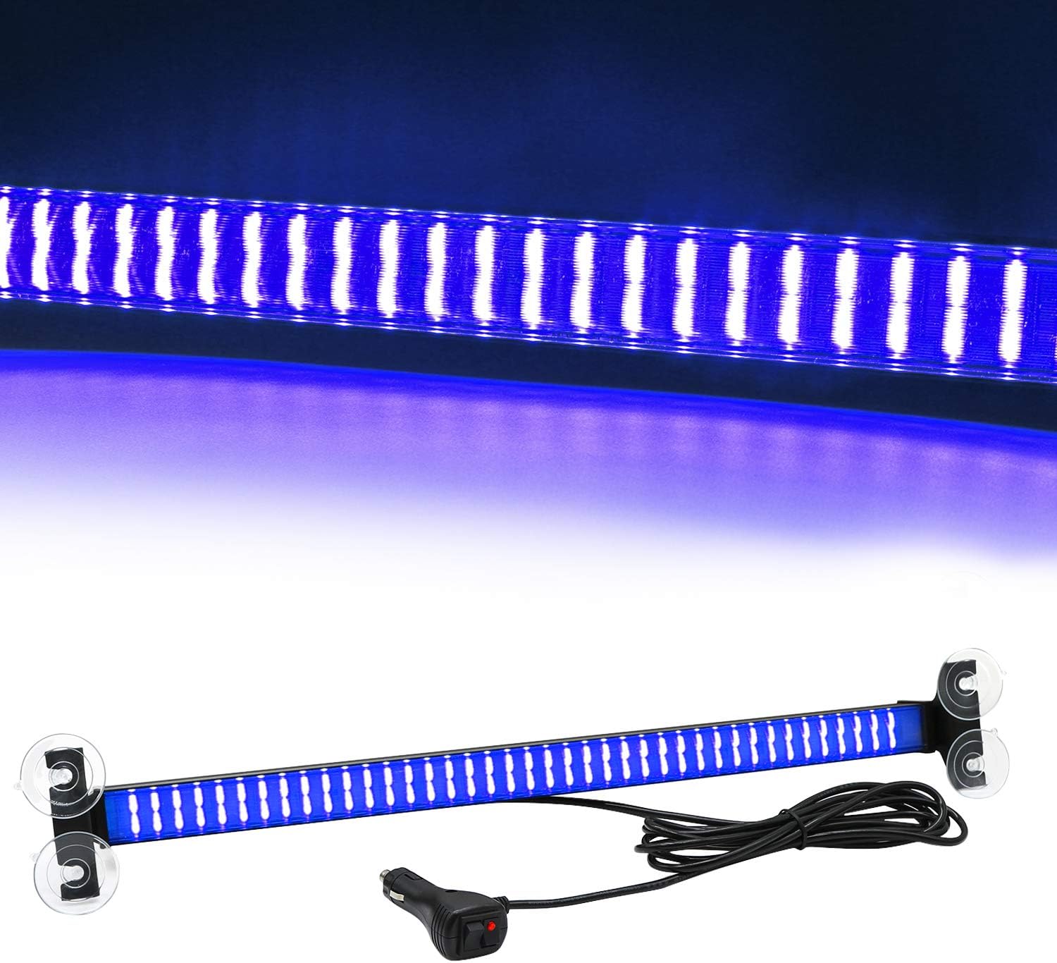 Led Warning Lights 23 Inch Police Emergency Strobe Light Bar 13 Flash Patterns 80 Led Traffic Advisor Vehicle Truck Cop Strobe Warning Flashing Led Safety Light with Cigar Lighter Blue