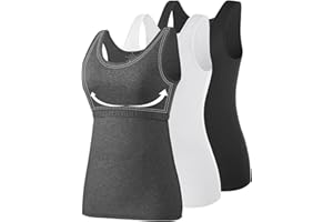 ROSYLINE Cotton Tank Tops with Shelf Bra Undershirts for Women Stretch Tanks Wide Strap
