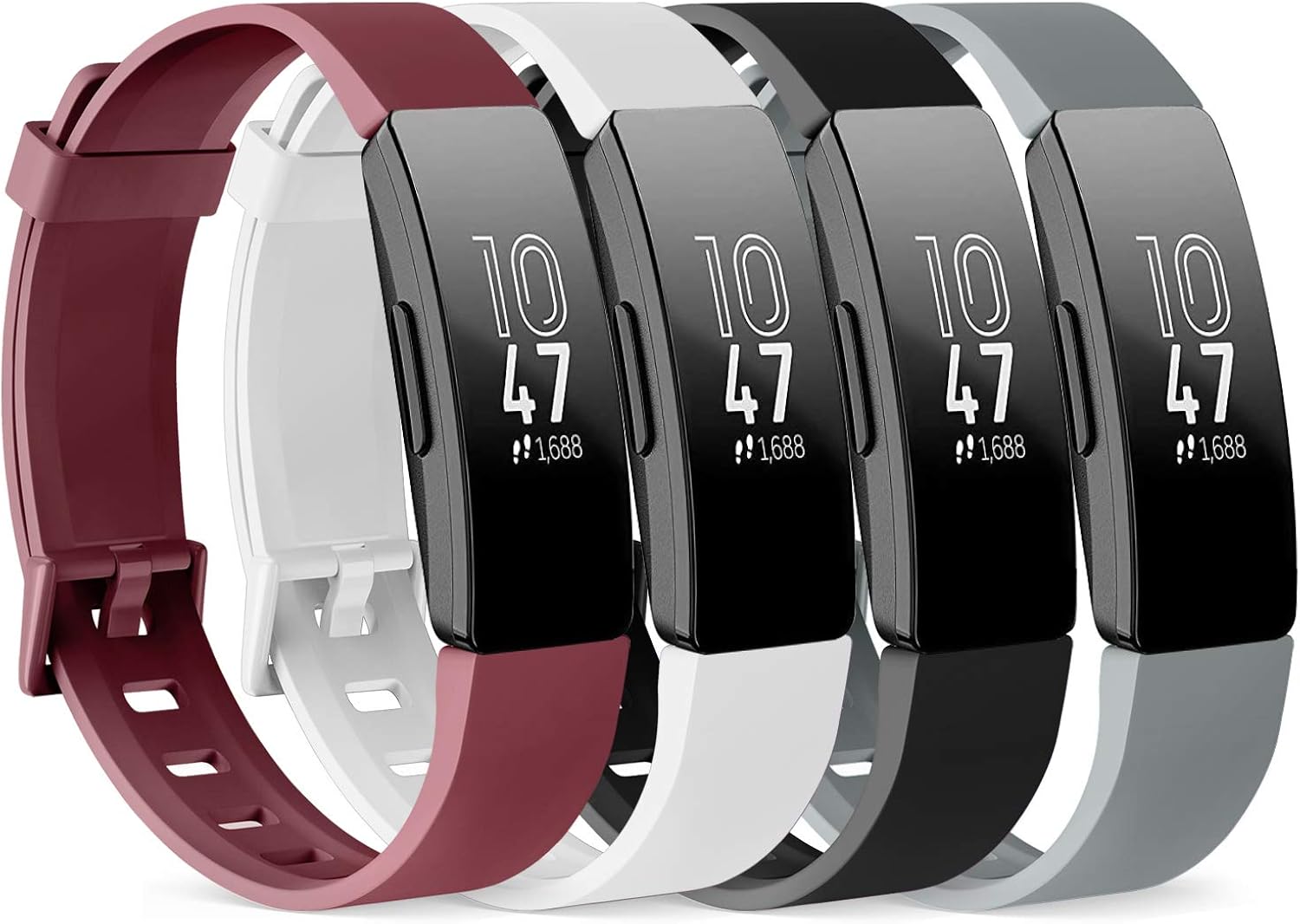 Bracelets Silicone Pour Fitbit Inspire 2 - Lot De 4, Réglables, 130-205mm, Confortables Et Respirants