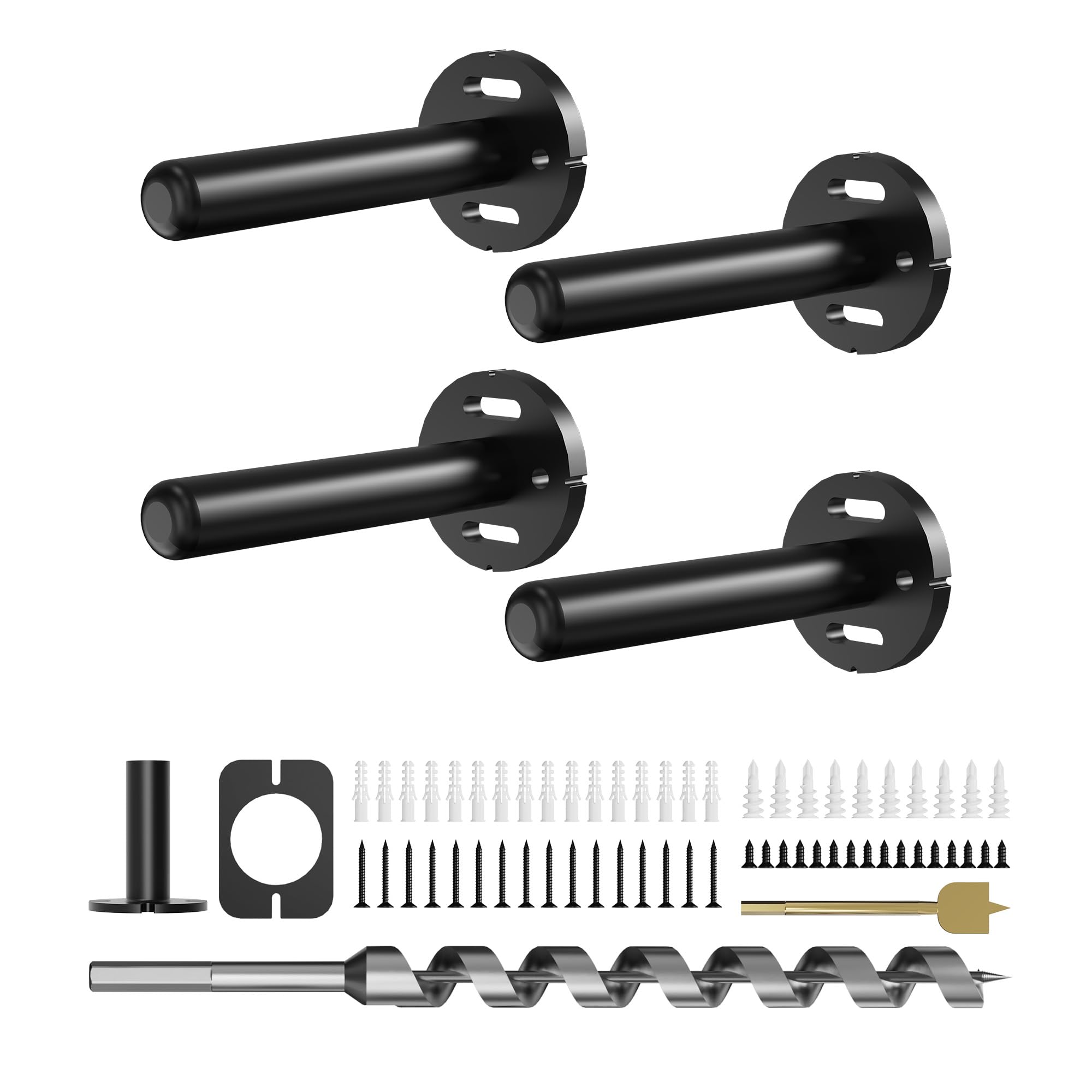 Photo 1 of 4pcs Wall Shelf Brackets Heavy Duty Floating Shelf Bracket Hidden,Invisible Black Shelving Brackets Decorative Floating Shelf Hardware Heavy Duty,Metal Shelf Support Bracket (4 inch-4pcs)