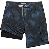 maamgic Mens Swim Trunks with Compression Liner 9 inch Quick Dry Men Bathing Suit Stretch Board Shorts