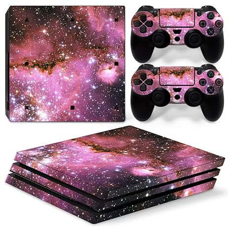 stillshine PS4 Pro Vinyl Skin Decal selbstklebend Aufkleber für Playstation 4 Pro Konsole & 2 Dualshock Controller Set rosa S
