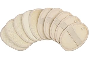 10-Pack Exfoliating Loofah Sponge Pads - Natural Luffa & Terry Cloth, Body Scrubbers for Shower & Bath Mooerca 1