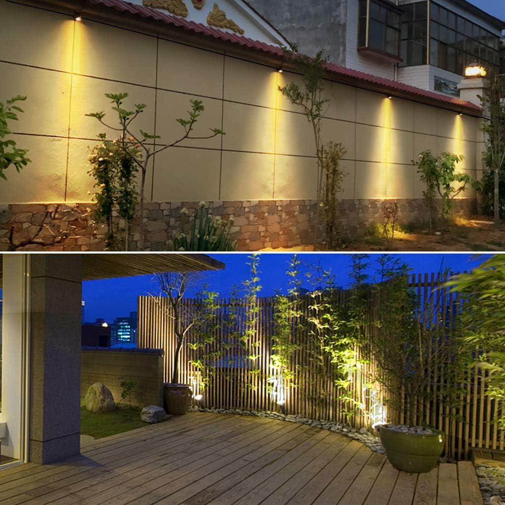 VOLISUN Spotlights Outdoor Landscape Lighing with 98ft Cable and Transformer IP65 Waterproof 12V Low Voltage with Stakes Landscape Lighting for Outdoor Garden Yard, Warm White(6-in-1) - - 