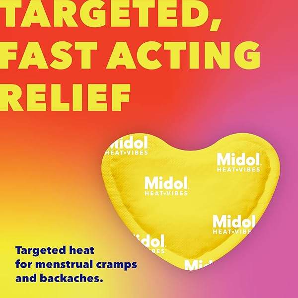 MIDOL HEAT VIBES MENSTRUAL PAIN RELIEF HEAT PATCHES – 6 COUNT PACK FOR PERIOD CRAMPS AND BACKACHE
