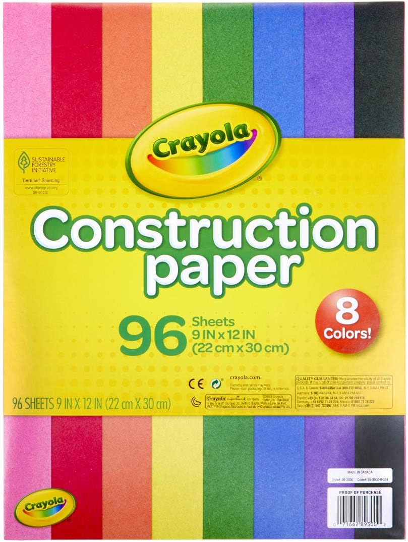 Crayola Construction Paper 9" x 12" Pad, 8 Classic Colors (96 Sheets), Great For Classrooms & School Projects, Assorted: Toys & Games