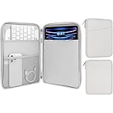 MoKo 9-11 Inch Tablet Sleeve Case, Fits 11inch iPad Air M3, iPad A16 2025, Pro 11 M4, iPad 10/9/8/7th, Galaxy Tab S9/S8/A8/A7, Protective Bag Carrying Case with Pocket,Gray + White
