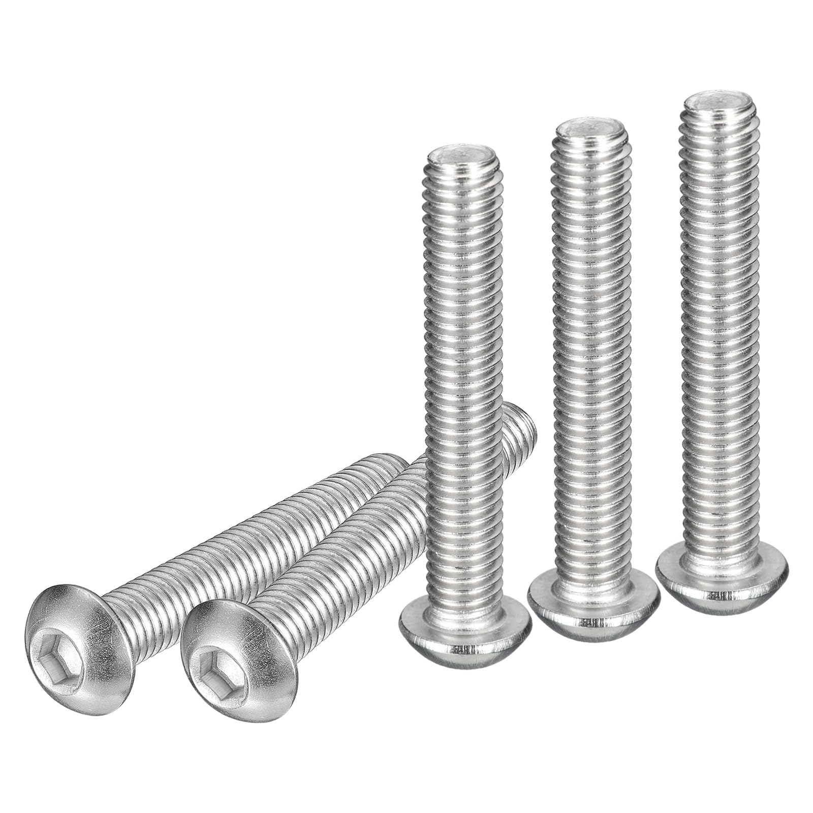 DTGN M8-1.25x50mm (DxL) Button Head Socket Cap Screws - 5Pack - Good for Machine - 304 Stainless Steel 18/8 - Hex Drive Full Thread Fasteners