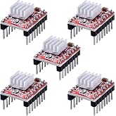 KEAcvise 5-Pack A4988 Stepper Motor Driver, High-Current, Heat Sink | 5 step resolutions from full to 1/16 step, for 3D printers, CNC machines, robotics, Arduino projects