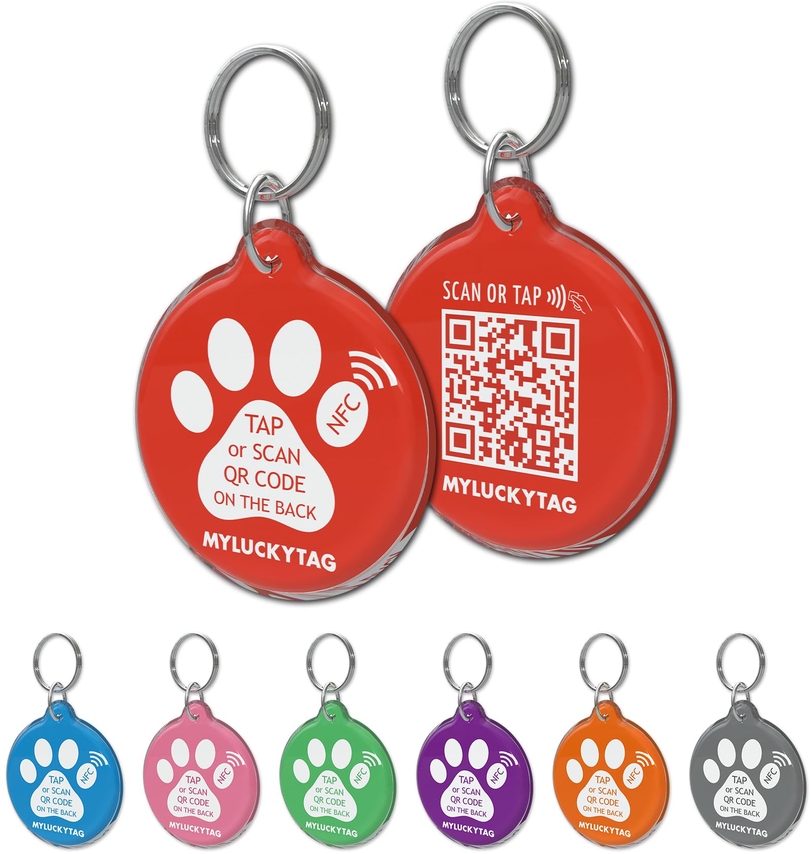 MYLUCKYTAG NFC & QR Code Smart Pet ID Tags Online, Pet Location Alert Email, Durable with Engraved Pet ID — image 1