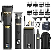 GTS Hair Clippers for Men Professional, Beard Trimmer Kits & Sets, Cordless Mens Hair Trimmer, Electric Shavers, Haircutting Machine with LED Display, for Barber 4 in 1