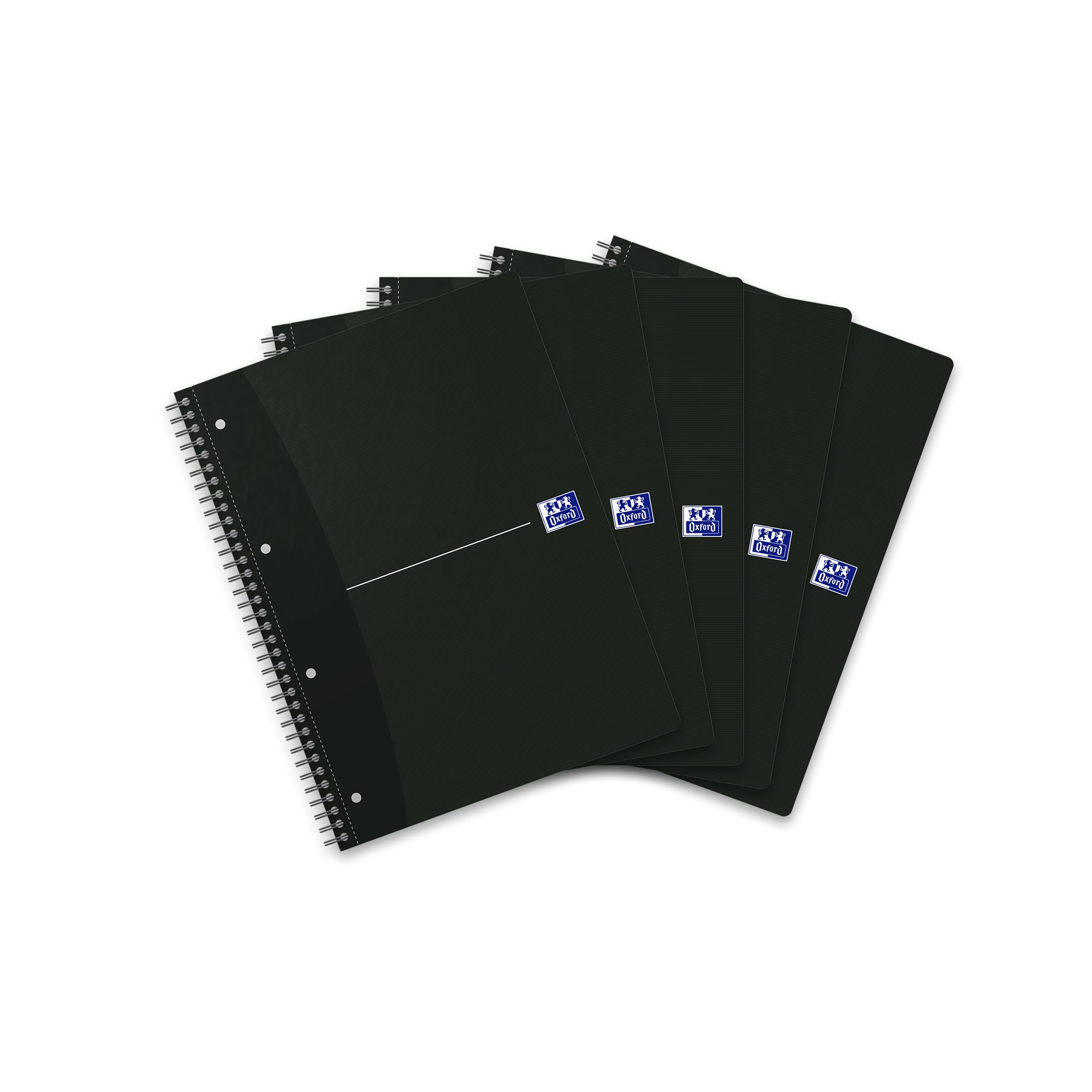 Oxford Smart Black 100050231 A4+ College Notepad Squared and Lined 70 Sheets 90 g/m² Optic Paper Pack of 5 Black Cover