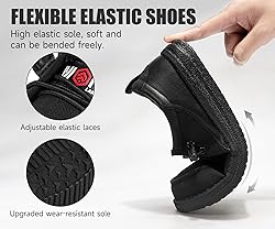 LARNMERN Steel Toe Loafers Women Slip On Canvas