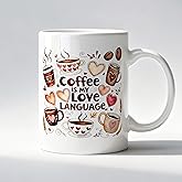 LADOCK Coffee Lover Drinker Gifts Mug, Gifts for Espresso Lovers Ceramic Coffee Mug, Coffee Is My Love Language Tea Cups 11 oz