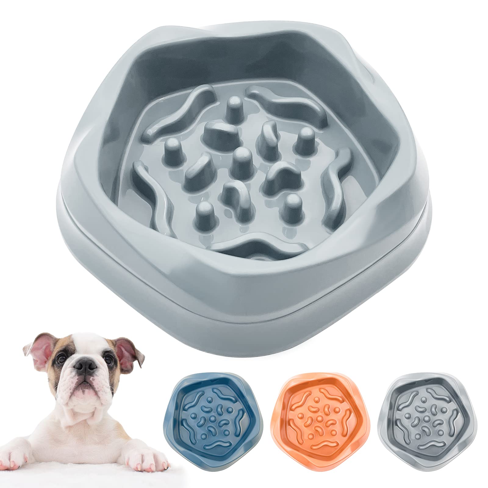 Photo 1 of VANNON Slow Feeder Dog Bowls Non Slip Puppy Bowl Durable Dog Puzzle Feeder Bloat Stop Food Bowls for Puppy and Small Dogs, BPA Free, 2 Cups, Grey