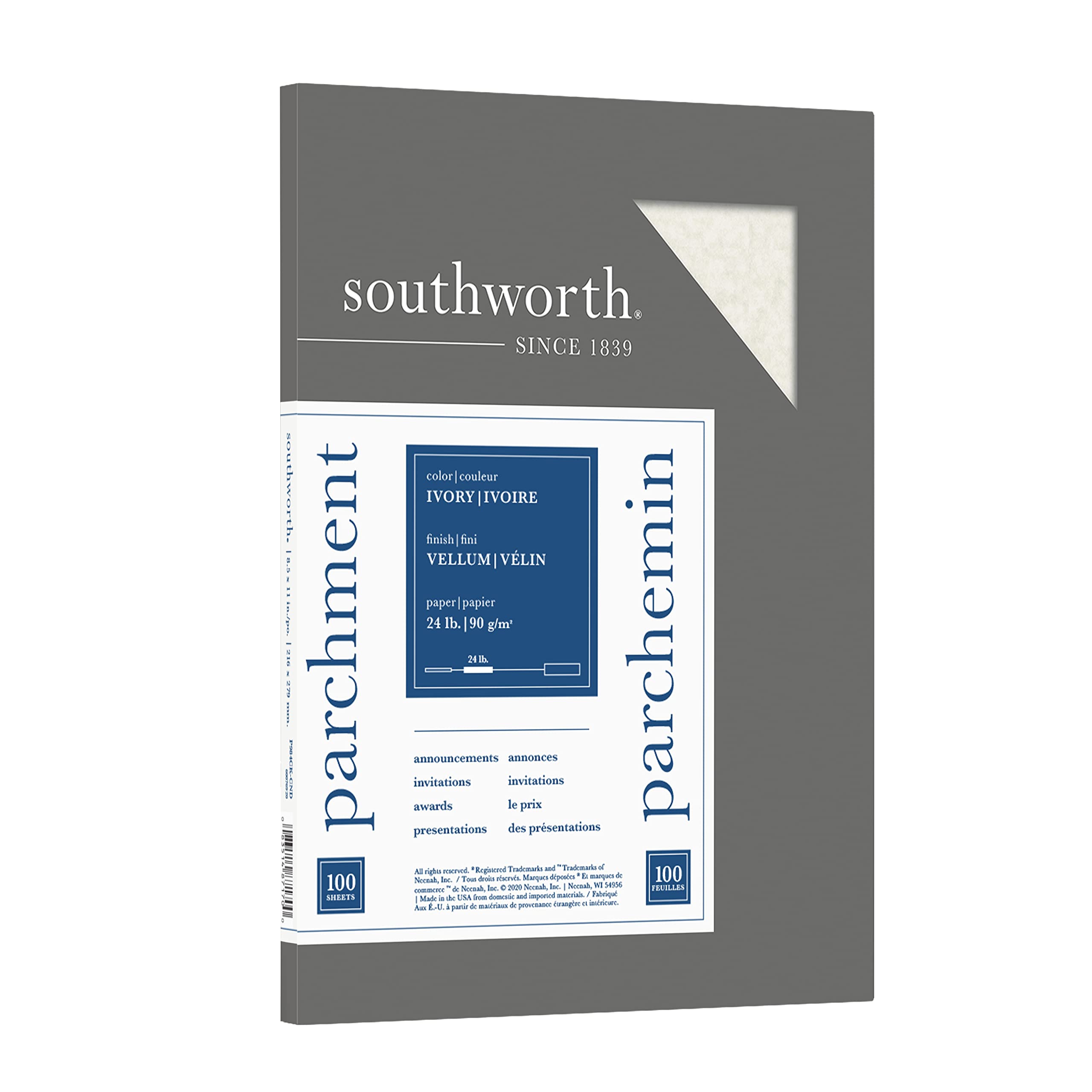 Parchment Specialty Paper 24 lbs 8-1/2 x 11-100/Box, Ivory