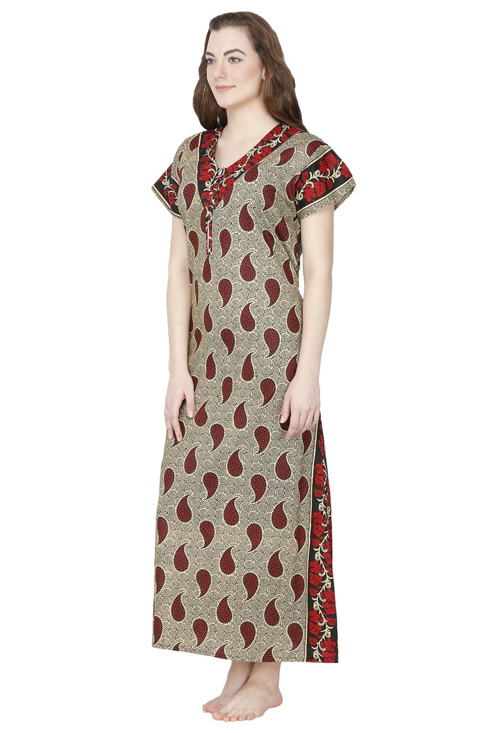 secret wish women's cotton nighty, nightdress (free size)