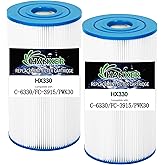 HANXER® C-6330 Spa Filter Cartridge Compatible with PWK30-EC, Filbur FC-3915, CCP498, 13004, AK-5005, XLS-602, FC-3915M, Hot Springs 31489, 60307, 30 sq.ft Drop in Hot Tub Filter, 2 Pack