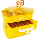 Nostalgia Oscar Mayer Diner-Style Hot Dog Steamer and Bun Warmer, 8 Hot Dog and 4 Bun Capacity, Steam Bratwursts, Sausages, Vegetables, Fish, Dumplings, Yellow
