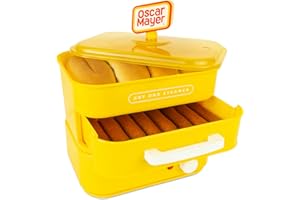 Nostalgia Oscar Mayer Diner-Style Hot Dog Steamer and Bun Warmer, 8 Hot Dog and 4 Bun Capacity, Steam Bratwursts, Sausages, V