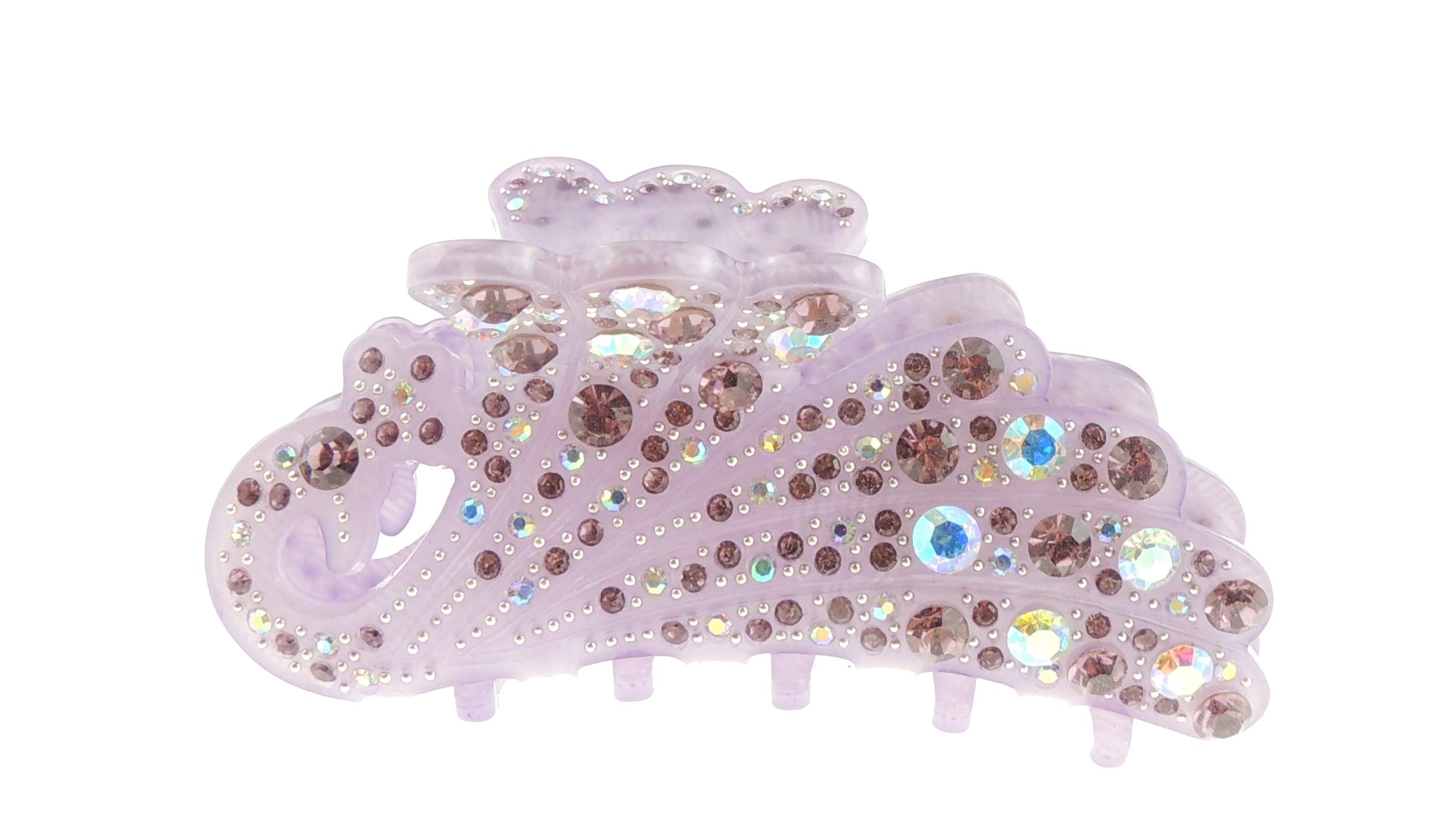Extra Sparkly Women Girls Crystal Diamante Rhinestone Gems Bridal Wedding Evening Party Styling Fine Thin Hair Accessories Butterfly Claw Jaw Clip Octopus Clamp Grip 9cm Peacock (Lilac)