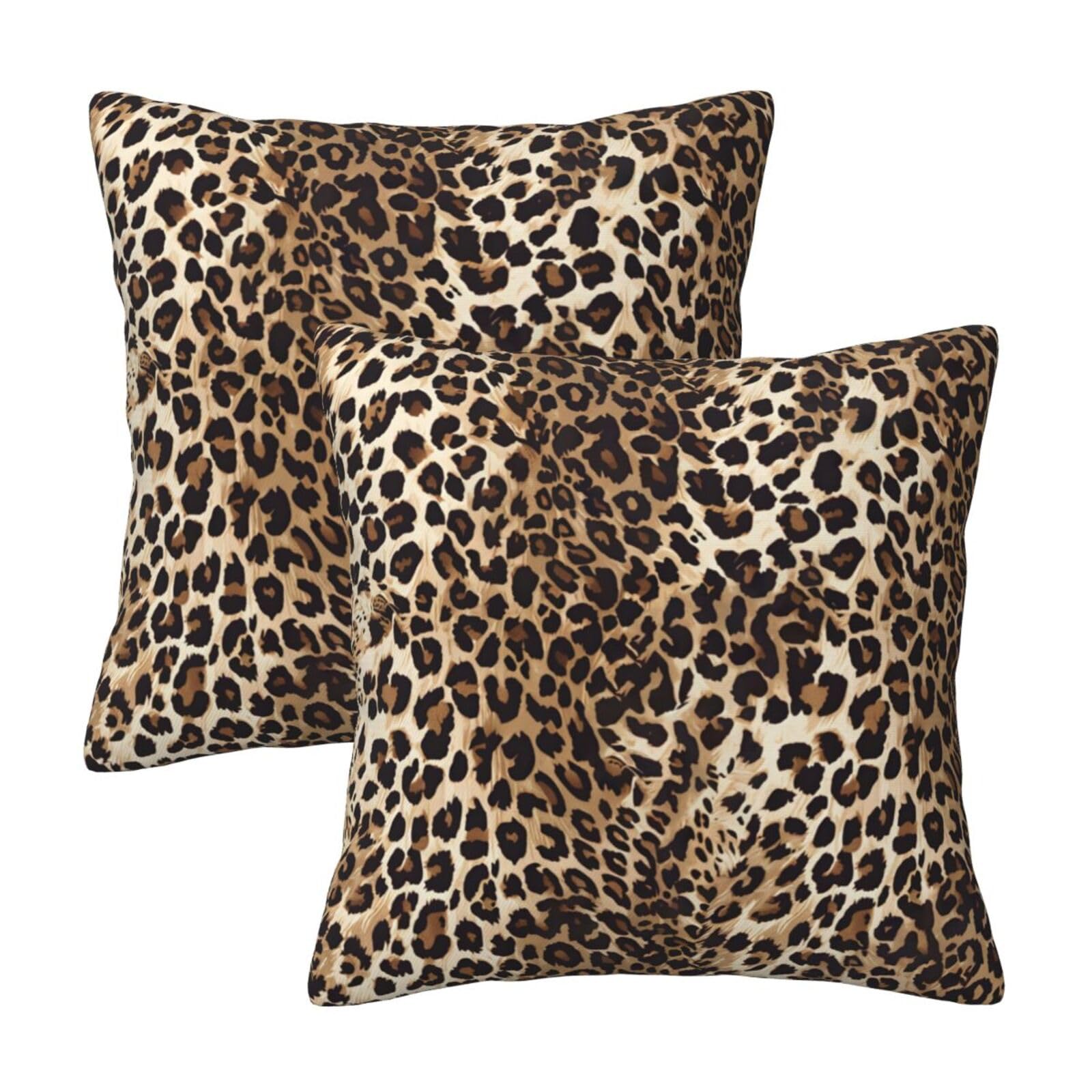 Photo 1 of Cheetah Print Pillow Covers Home Decor 18x18 Inch, Leopard Print Throw Pillowcase Decorative Cushion Cover for Bed Sofa Couch, 2 Sets