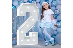 HITINO 4FT Marquee Numbers, Cool White Light Up Numbers 2, Large Cardboard Number for Balloons 2nd 12th 20th Birthday Decorations, Marquee Sign Pre-Cut Foam Board Kit