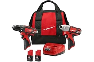 Milwaukee 2494-22 M12 Brushed Lithium-Ion 3/8 in. Cordless Drill Driver/ 1/4 in. Impact Driver Combo Kit (1.5 Ah)