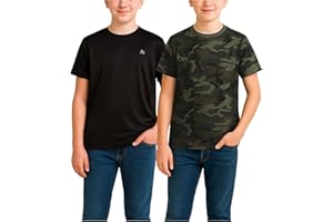 RBX Boys Tshirts - 2 Pack Dry Fit Crewneck Short Sleeve Boys Athletic Shirts Dry Fit Kids Activewear Sports (Sizes: 4-16)