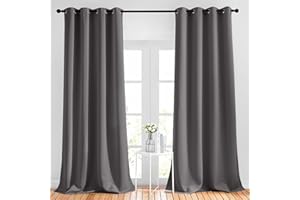 NICETOWN Waterproof Outdoor Curtain 120 inch Length Extra Long, Stainless Steel Grommet Blackout Privacy Protect Room Darkening Drape for Patio & Pool, Grey, 52-inch Width, Sold by 1 Panel