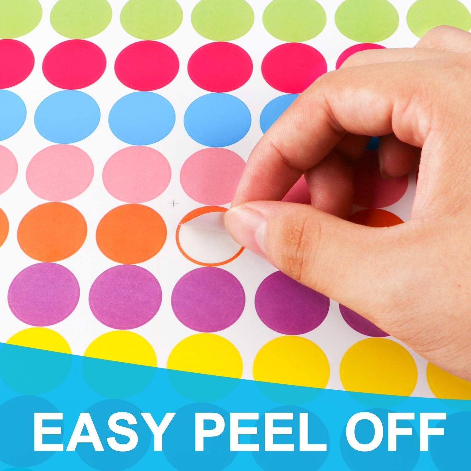 OUNENO Pack of 3960 3/4” Round Color Coding Circle Dot Sticker Labels, 10 Bright Neon Colors, 8 1/2" x 11" Sheet, Fits Laser/Inkjet Printers : Office Products