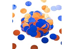 WEVEN Orange Blue Table Confetti Party Decorations Metallic Circle Dot Confetti, 1.2 Inch, 300pcs