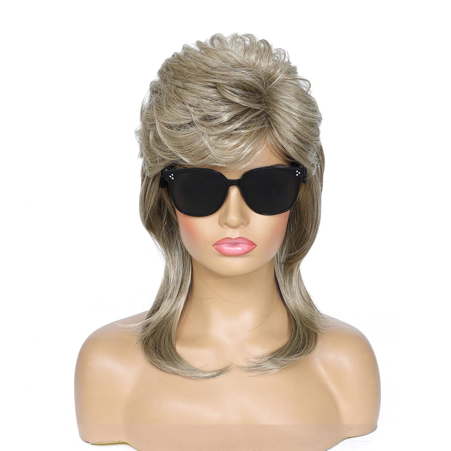 Photo 1 of Adequate 80s Mullet Wig for Women Fluffy and Layered Hairpiece for Perfect for Costume Parties and Cosplay (Blonde)